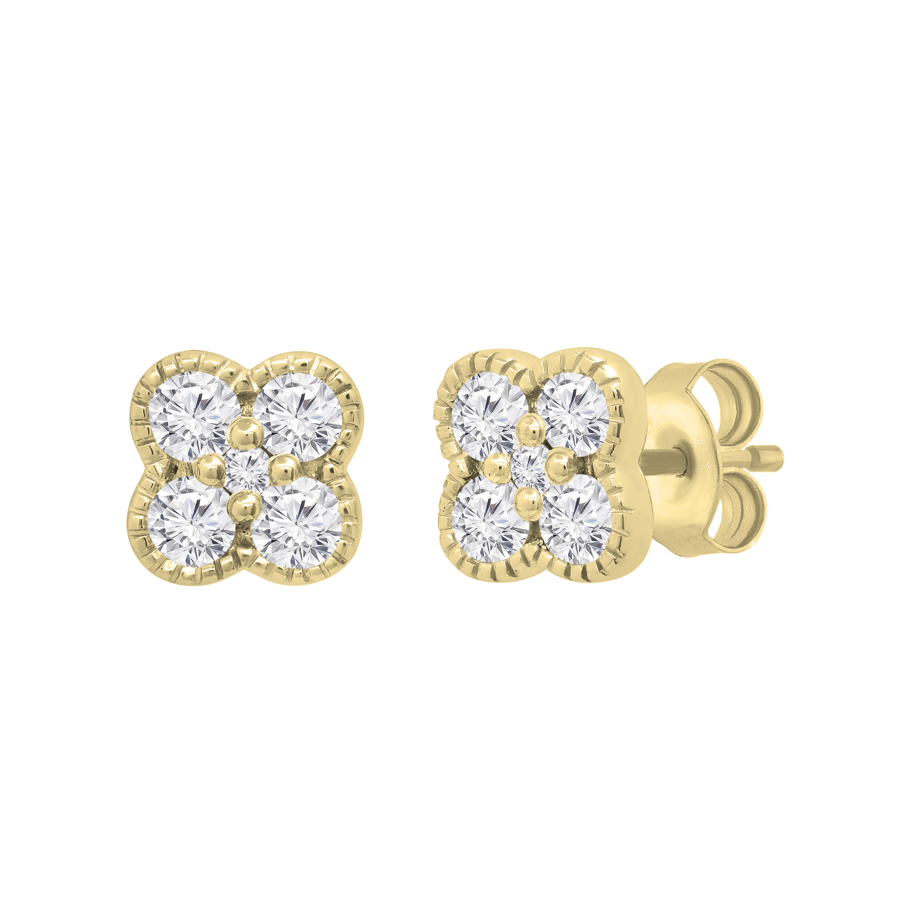 Color Blossom Earrings, Yellow Gold, White Gold And Diamonds