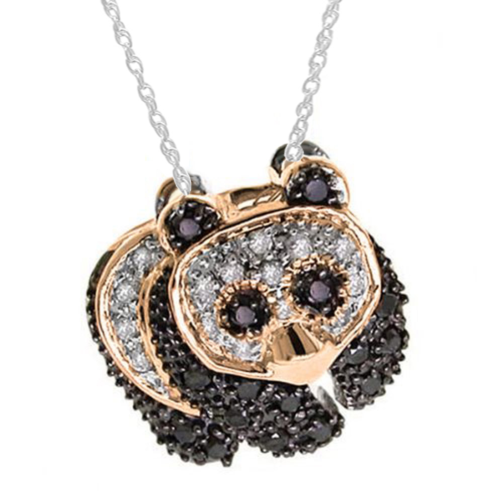 14K Gold Diamond Panda Necklace Rose Gold / 20 inch