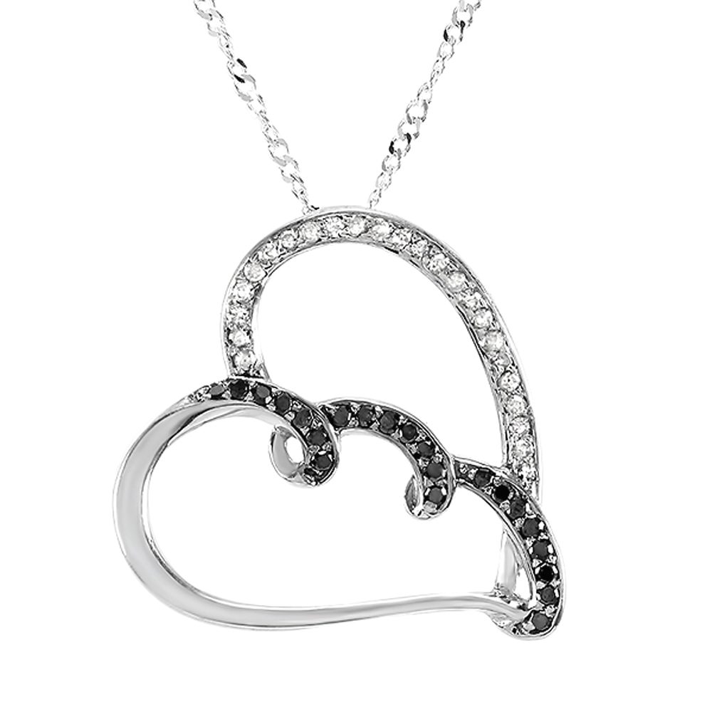 Buy 15 mm 0.30 Carat (ctw) Sterling Silver Real Black & White Diamonds