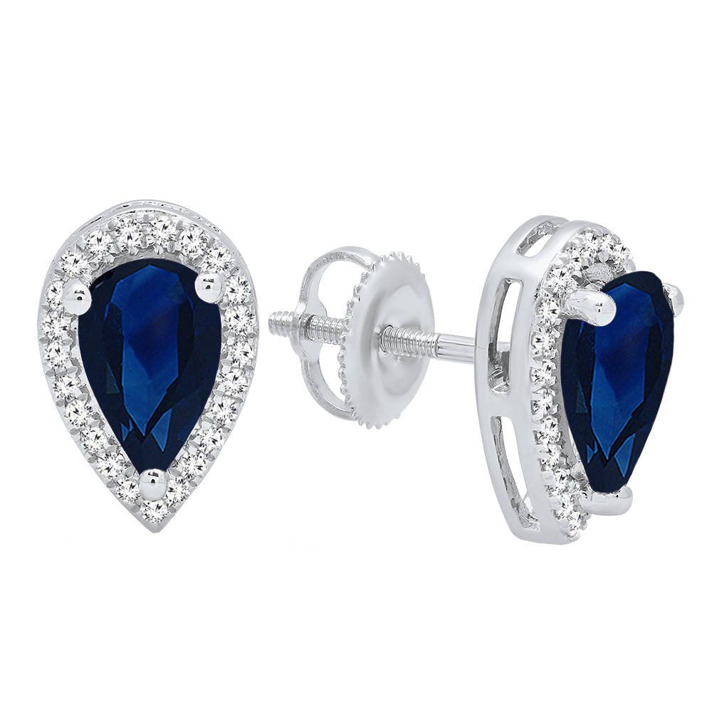 アクセサリー GARNI Round Stone Pierce(BLUE) Platinum 3-Prong Martini Round Blue Sapphire Gemstone Stud