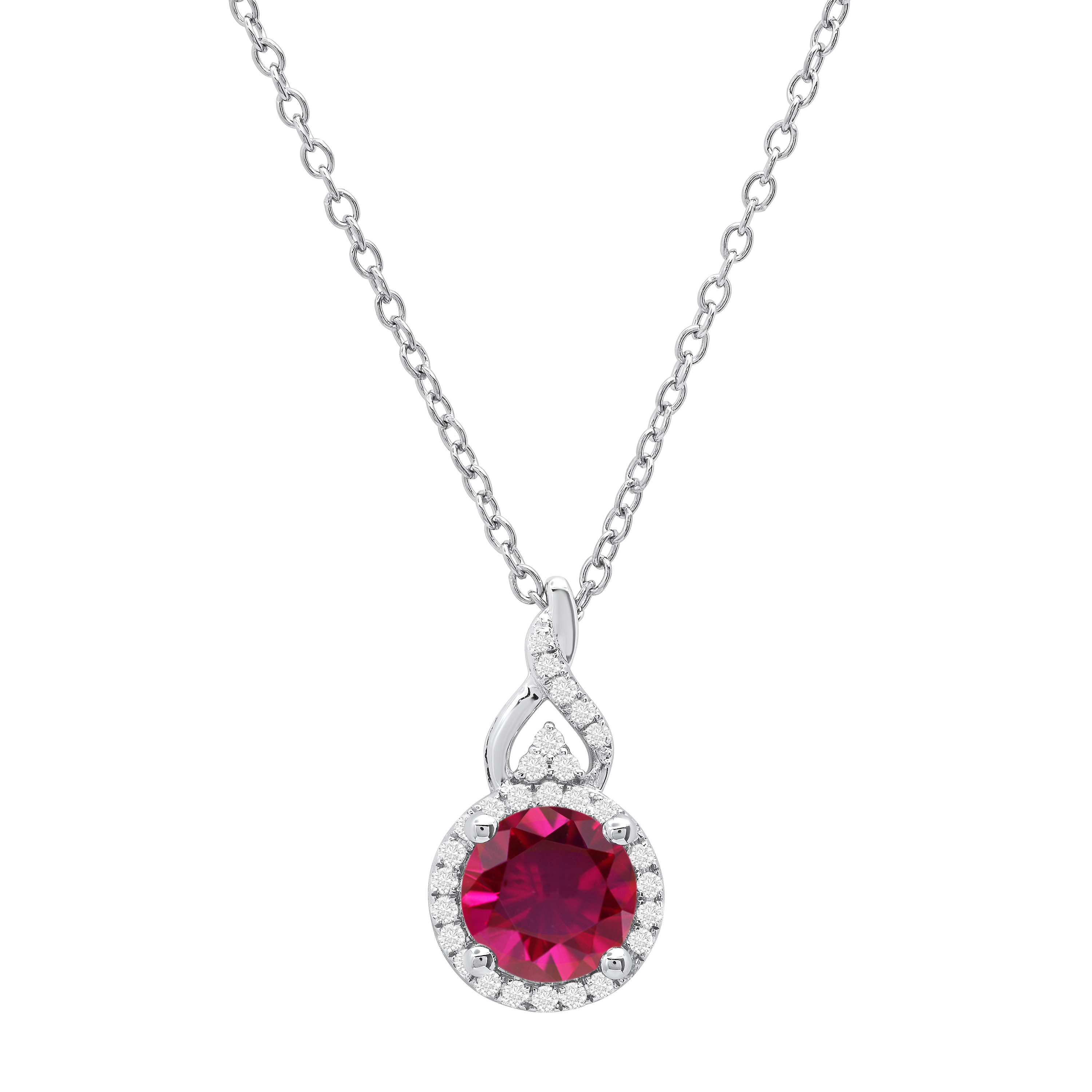 Dazzlingrock 6mm Lab Created Ruby Pendant – 10K Yellow Gold, 18 Inch Chain Included - View #3